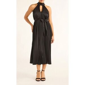 Sofia Jeans Womens Dress Size XL Black Soot Pleated Halter Midi A-line Sleeveles